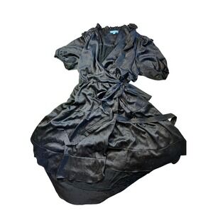 Draper James RSVP Black Polka Dot Ruffle Wrap Midi Dress XXL